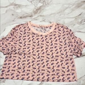 Nike Pink Crop Graphic T-Shirt with Peter Pan Collar